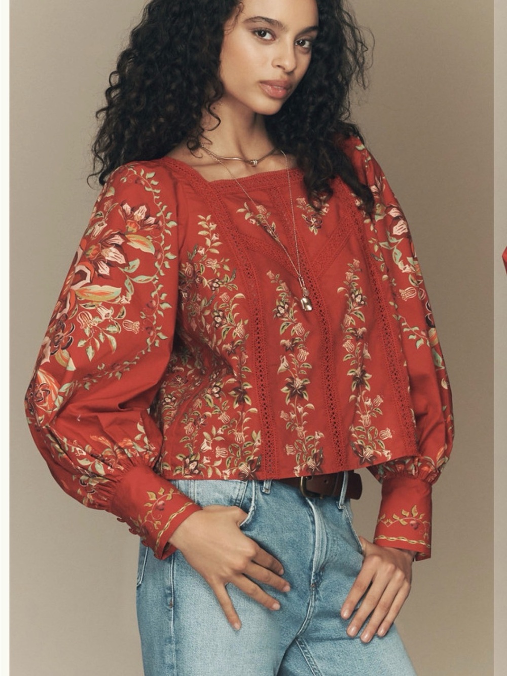Farm Rio x Anthropologie Square-Neck Blouse